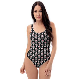 Skull Lipstick Kiss One-Piece Swimsuit