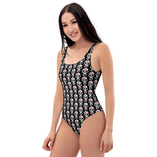 Skull Lipstick Kiss One-Piece Swimsuit