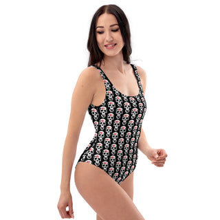 Skull Lipstick Kiss One-Piece Swimsuit