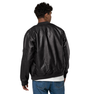 Skull Heart Kiss Men's Faux Leather Bomber Jacket