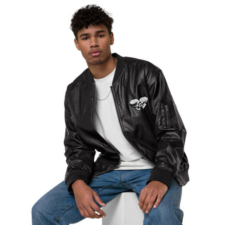 Skull Heart Kiss Men's Faux Leather Bomber Jacket