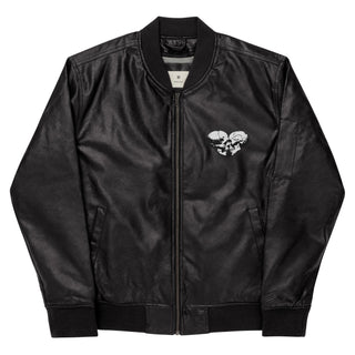 Skull Heart Kiss Men's Faux Leather Bomber Jacket