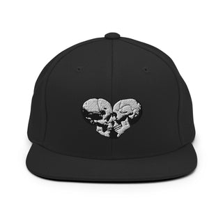 Skull Heart Kiss Snapback Hat