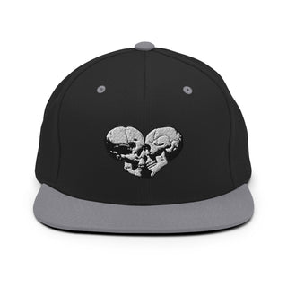 Skull Heart Kiss Snapback Hat