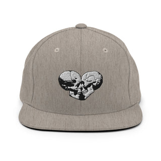 Skull Heart Kiss Snapback Hat