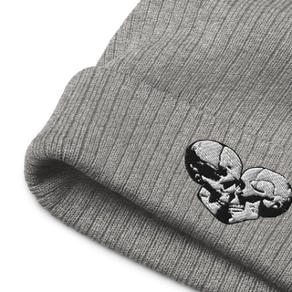Skull Heart Kiss Ribbed Knit Beanie