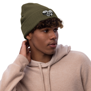Skull Heart Kiss Ribbed Knit Beanie