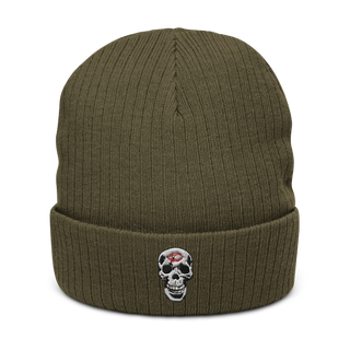 Skull Lipstick Kiss Ribbed Knit Beanie