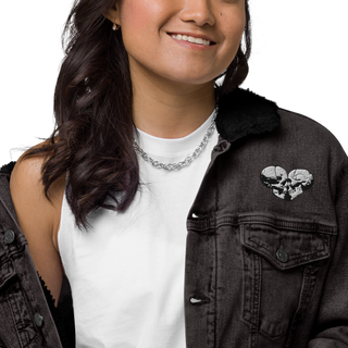 Skull Heart Kiss Women's Sherpa Denim Jacket
