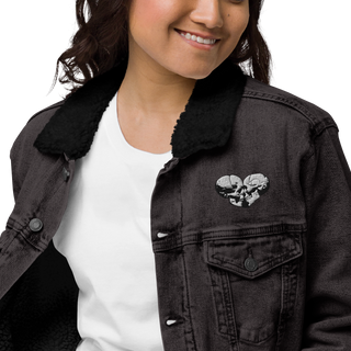 Skull Heart Kiss Women's Sherpa Denim Jacket