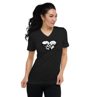 Skull Heart Kiss Women's V-Neck Shirt