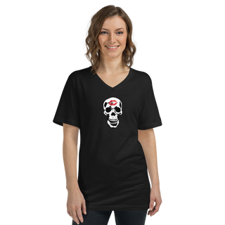 Skull Lipstick Kiss Women's V-Neck Shirt