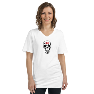 Skull Lipstick Kiss Women's V-Neck Shirt