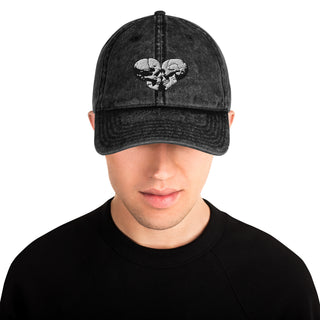 Skull Heart Kiss Vintage Cap