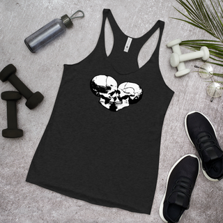 Skull Heart Kiss Women's Racerback Tank